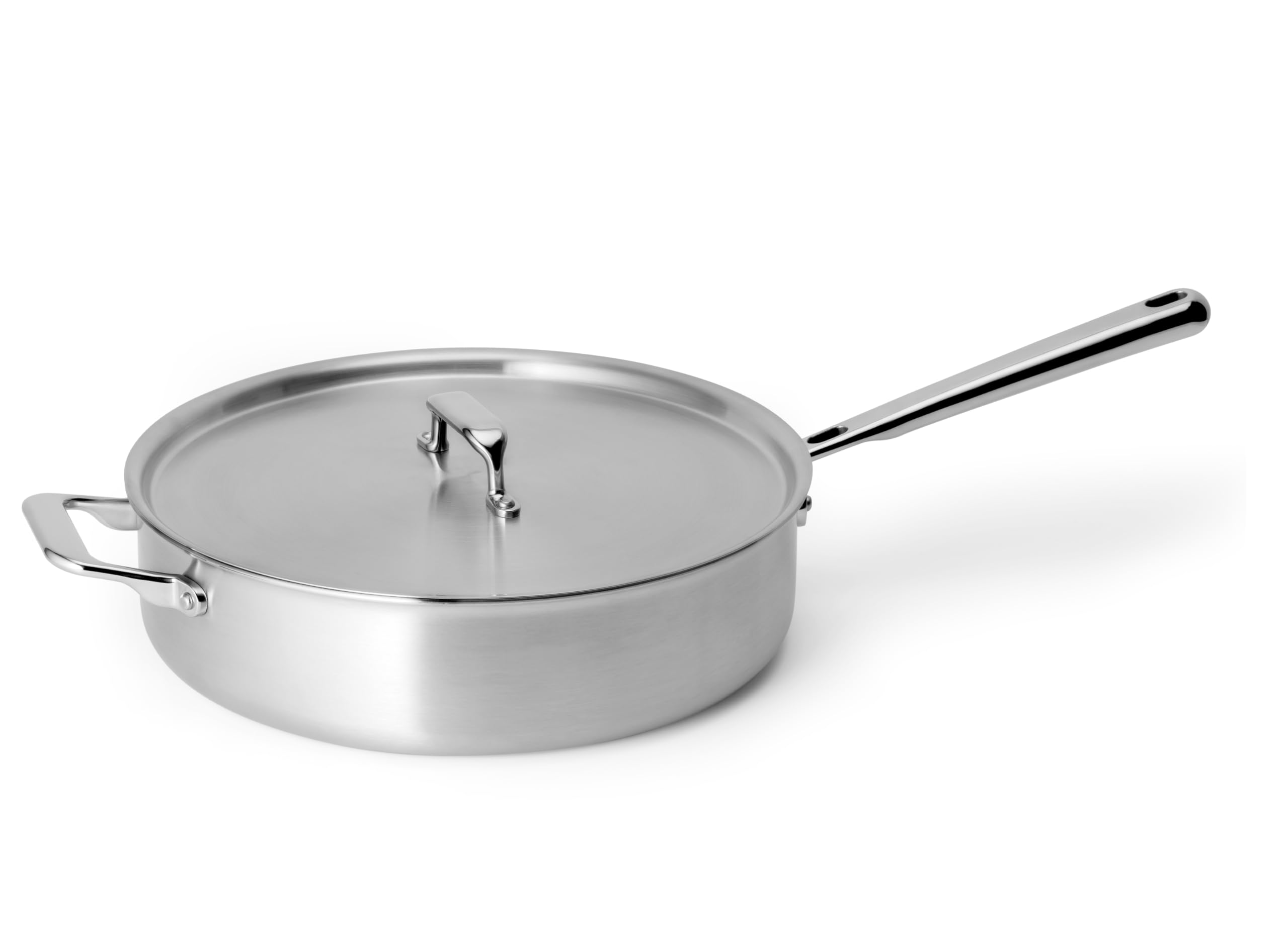 Misen 3 QT Stainless Steel Sauté Pan with Lid - Deep Frying Pan - Large 5-Ply Steel Cooking Pan