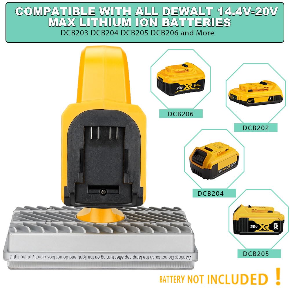 YEX-BUR LED Torch Compatible With Dewalt 18V Li-ion Battery, 35W 2000LM Outdoor Small Torch Lantern Flashlight For Car Repairing, Camping, Emergency - View #14