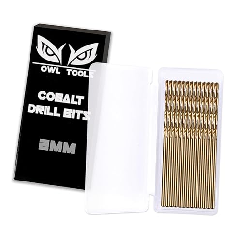 Miniatura 3 de Owl Tools Brocas de cobalto de 0.079 in, paquete de 13 brocas de cobalto M35 con estuche de almacenamiento, brocas métricas perfectas para metal,