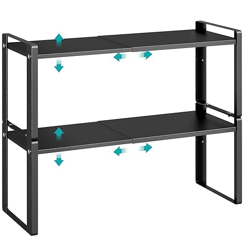 2 Pack Expandable Cabinet Organizer Shelves, 88lbs High Weight Capacity,