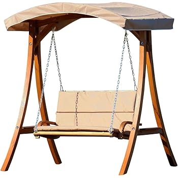 AMANKA Columpio de Porche para 3 Personas de Madera Acolchada con