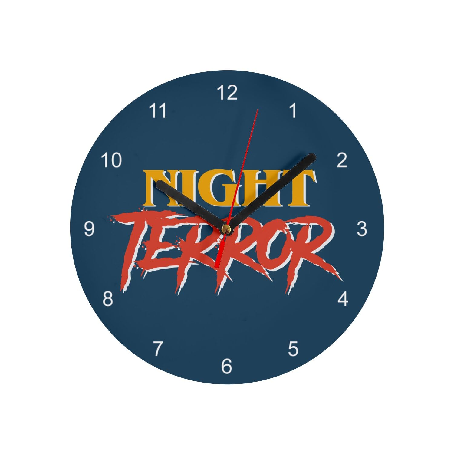 Horloge murale en verre Halloween humour bleu pendule ronde 20 cm