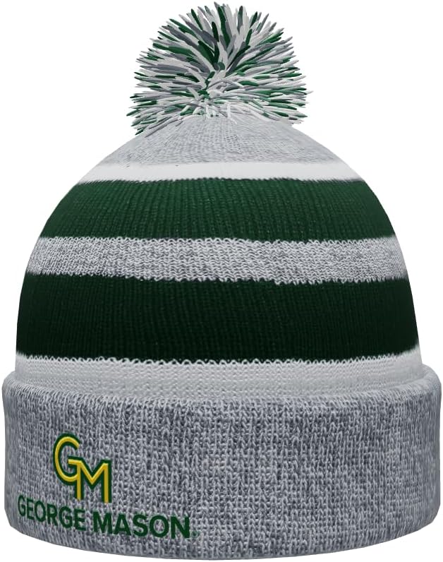 NCAA College Winter Knit Beanie - Officially Licensed Pom Pom Hat - Embroidered Athletic Logo, Cuffed Fold-Over