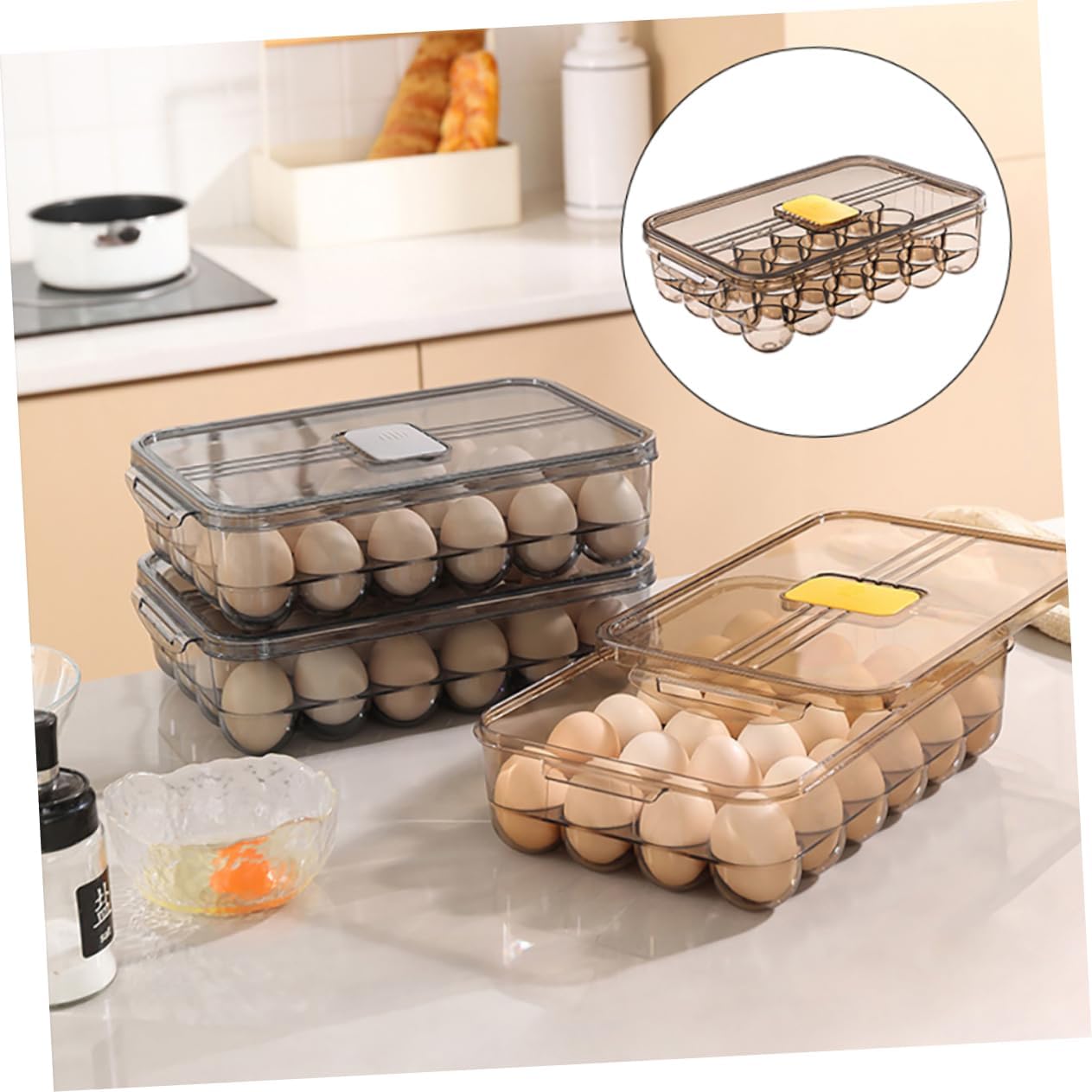 Egg Holder for Fridge and Refrigerator Rolling Storage Box Egg Organizer Case and Easy to Clean Neat and Spacious