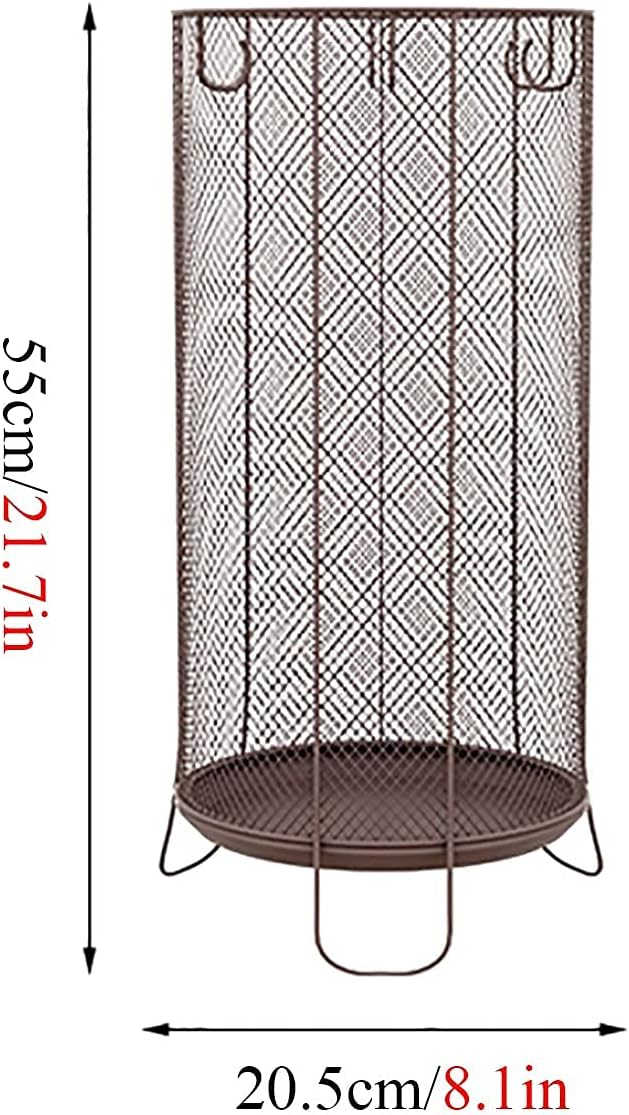 Umbrella Holder Round Metal Mesh Umbrella Rack, Freestanding Umbrella Stand with Water Tray & Hooks, for Walking Sticks Wrapping Paper Swords (Color : Gold, Size : 58X26C
