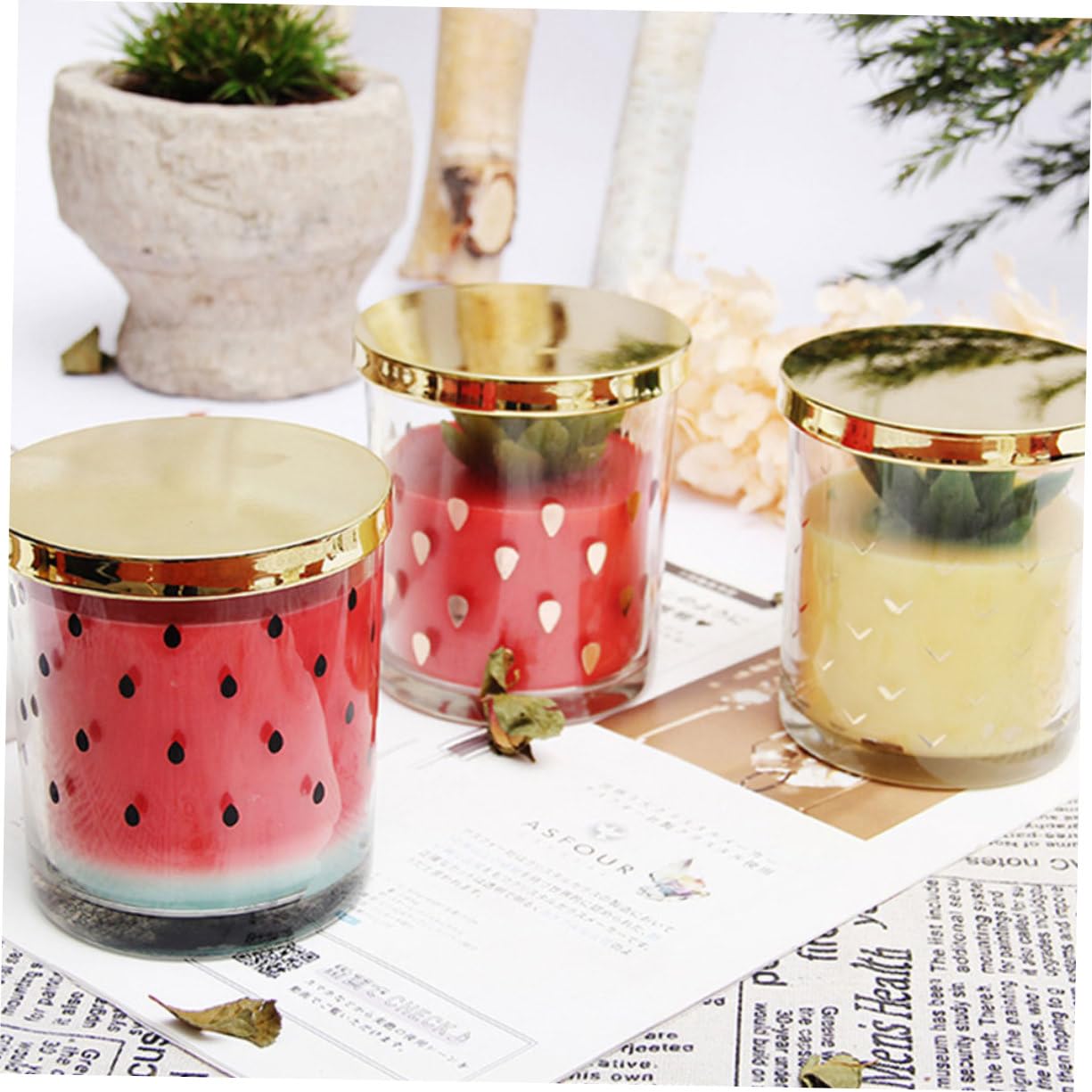 Wassermelonen Duftkerze aus Pflanzenwachs, Rauchfrei, 1 Stück