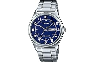 Casio Watch Men Blue: MTP-V006D-2B Men's Stainless Steel Easy Reader Blue Dial...