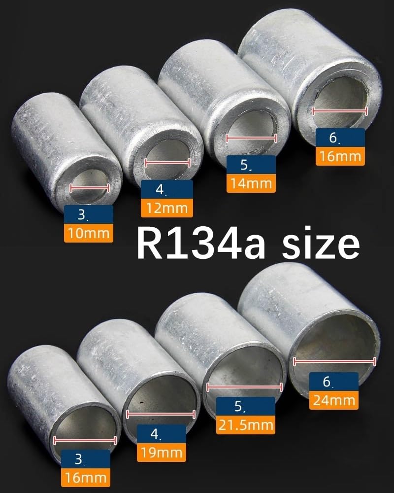 Virola De Engarce De Aluminio De 100 Uds For Aire Acondicionado Automático A/C Manguera De Refrigerante De Barrera Estándar/reducida 3/8 ''1/2'' 5/8'' 3/4''(R134 25pcs each size)
