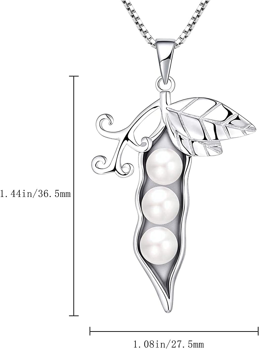STARCHENIE 3 Peas in a Pod Necklace 925 Sterling Silver Pearl Peapod Pendant Jewelry Gift for Women - Image 4