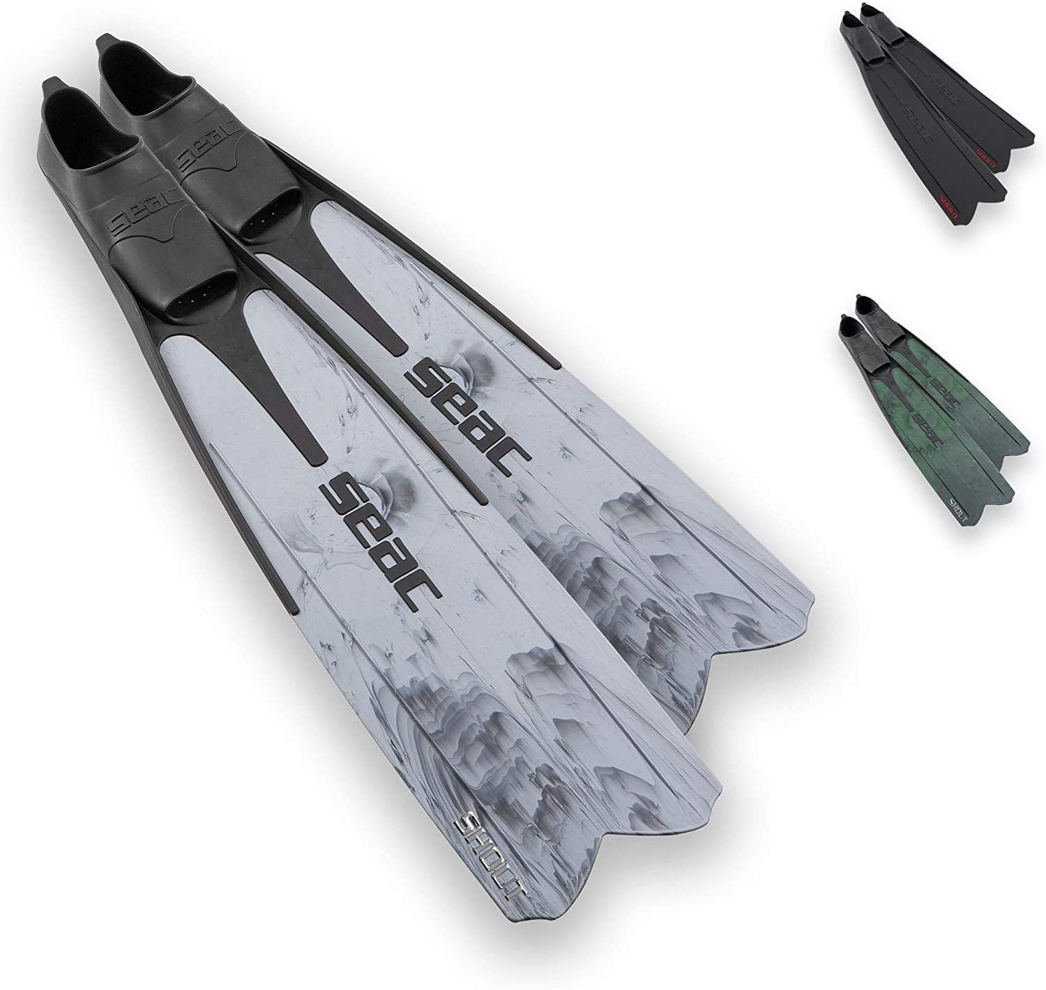 Seac Shout, Long Fins for Scuba Diving, Spearfishing and Freediving, Made in Italy