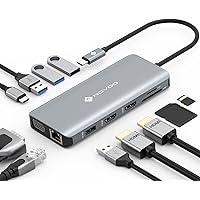 NOVOO Hub USB C con 2 HDMI 4K, 11 in 1 Docking Station di Tipo C