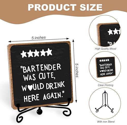Miniatura 2 de Divertida placa de bar para el hogar, madera con soporte, decoración de mesa de bar, suministros de decoración de estante de escritorio