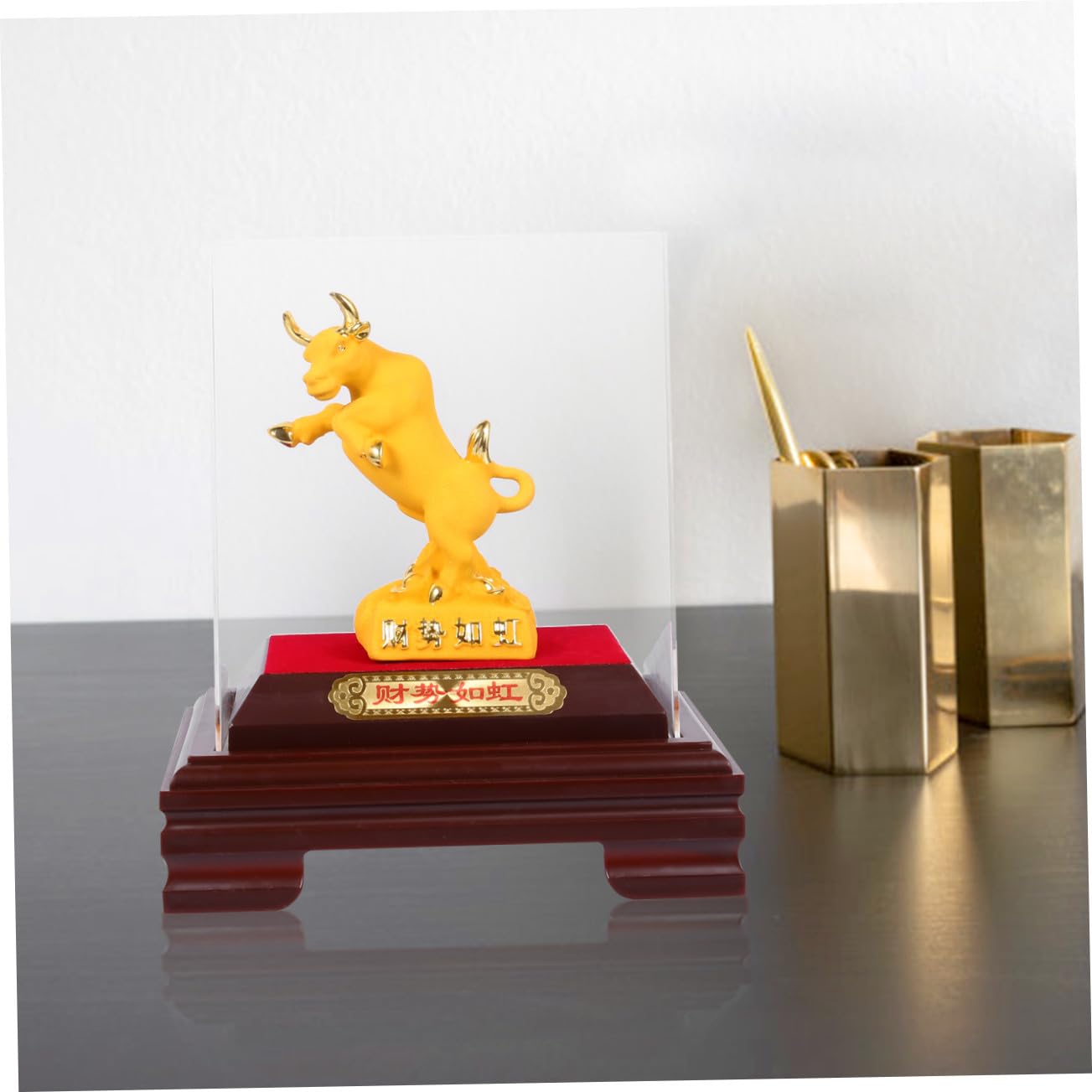 Veemoon Estatua Decorativa de Buey del Zodiaco Chino 2021 Mini 1 Pieza, Adorno de Escritorio Feng Shui para Hogar y Oficina, Figura Coleccionable Símbolo de Prosperidad y Diligencia