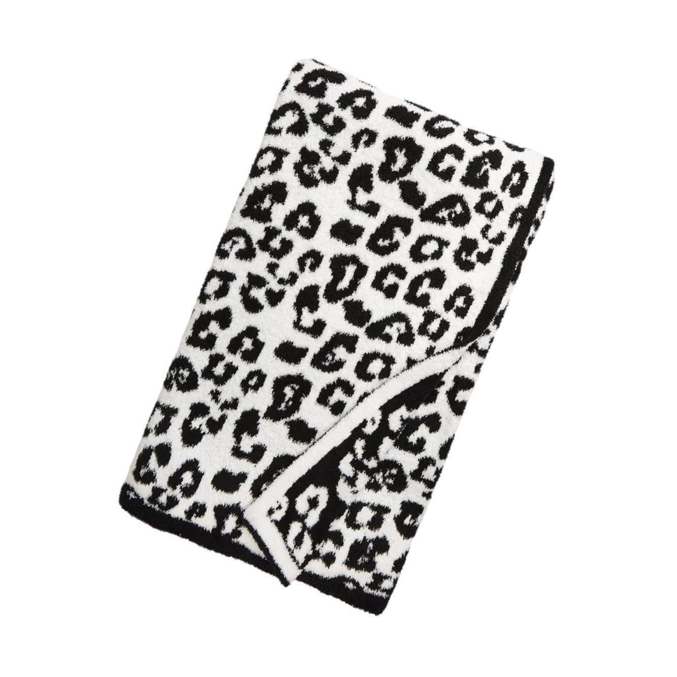 ALCXAZS Elegant Leopard Print Flannel Fleece Throw Blanket Plush and Comfortable Warm Bedspread, black 51x71in
