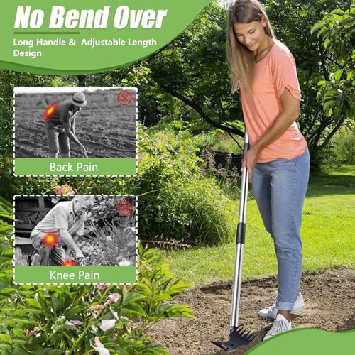 MEOAlBkey 150cm Weed Remover Tool, 2-in-1 Long Handle Weed Puller Root Remover & Garden Hoe Heavy Duty Cast Steel Weeding Tool for Patio Lawn, Garden - Image 6