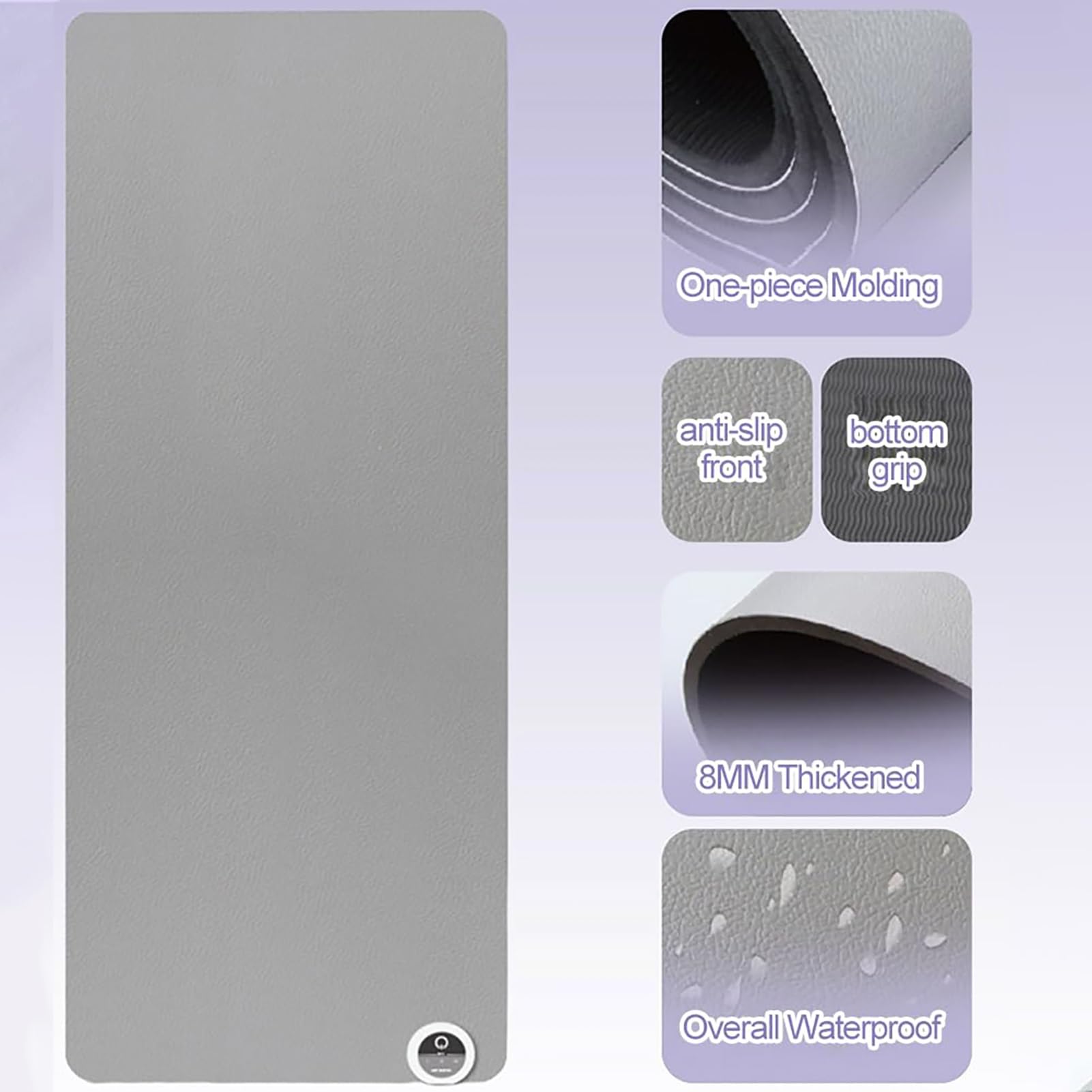 Tappetino da yoga riscaldato elettrico, in TPE morbido antiscivolo da 8 mm, temperatura regolabile 10-60 ℃, timer 1-12 ore, perfetto per lezioni di yoga invernali per uomini e donne