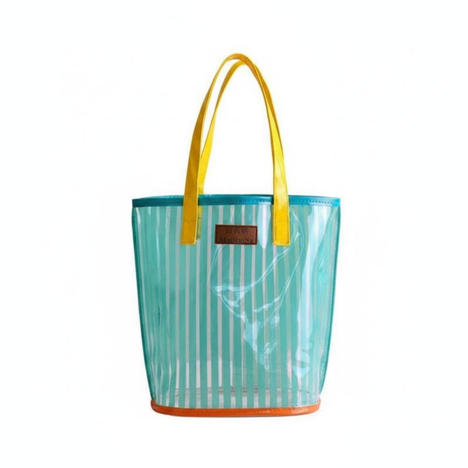 Transparent Clear Beach Tote Large Capacity Clear PVC Tote Bag for Women, Swimming, Shopping Green-image-46