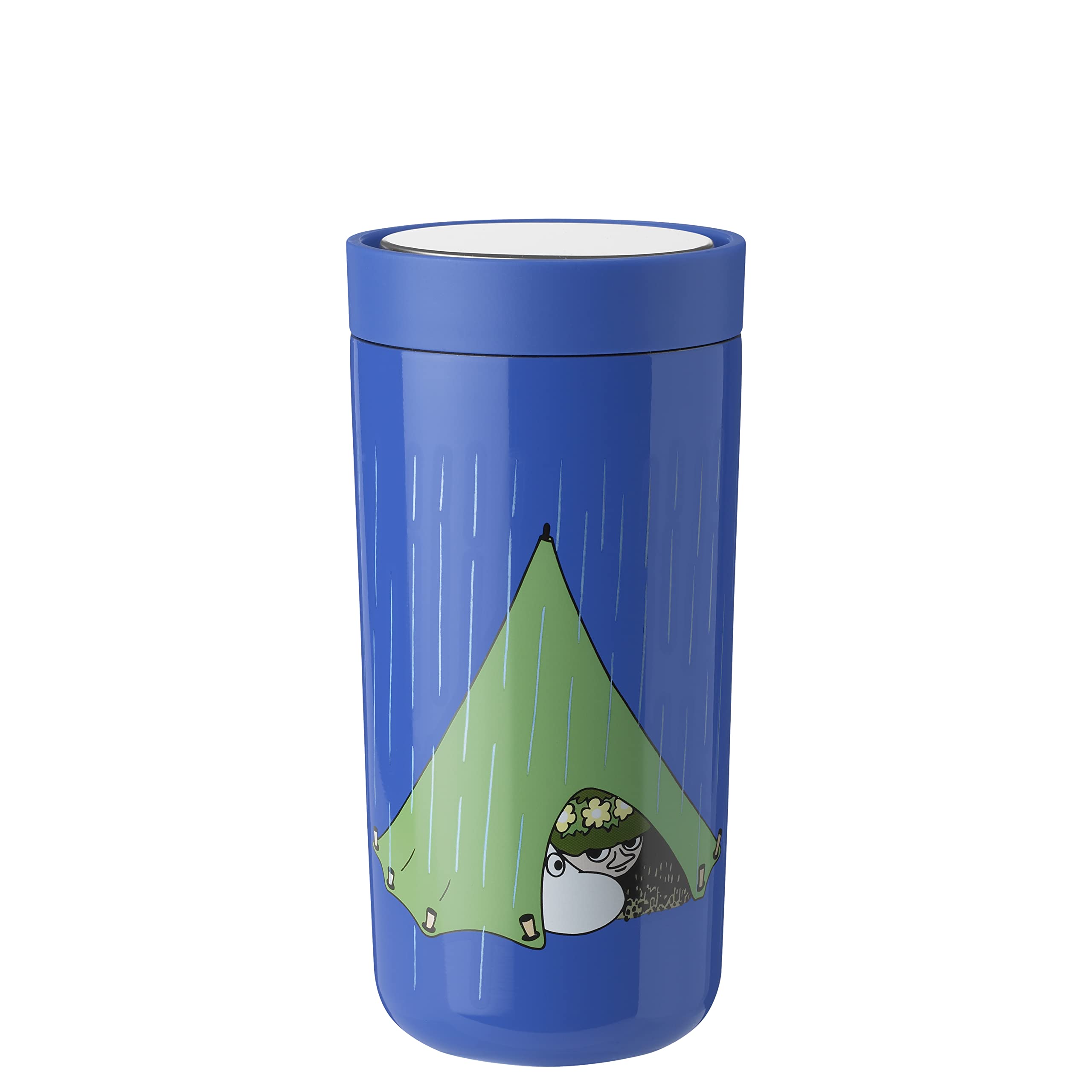 Stelton To-Go Click - Thermobecher, doppelwandige Isolierflasche - Rostfreier, auslaufsicherer Kaffeebecher/Teebecher mit Smart-Click-Deckel - Heiße & kalte Getränke - 0,4 Liter, Moomin Camping