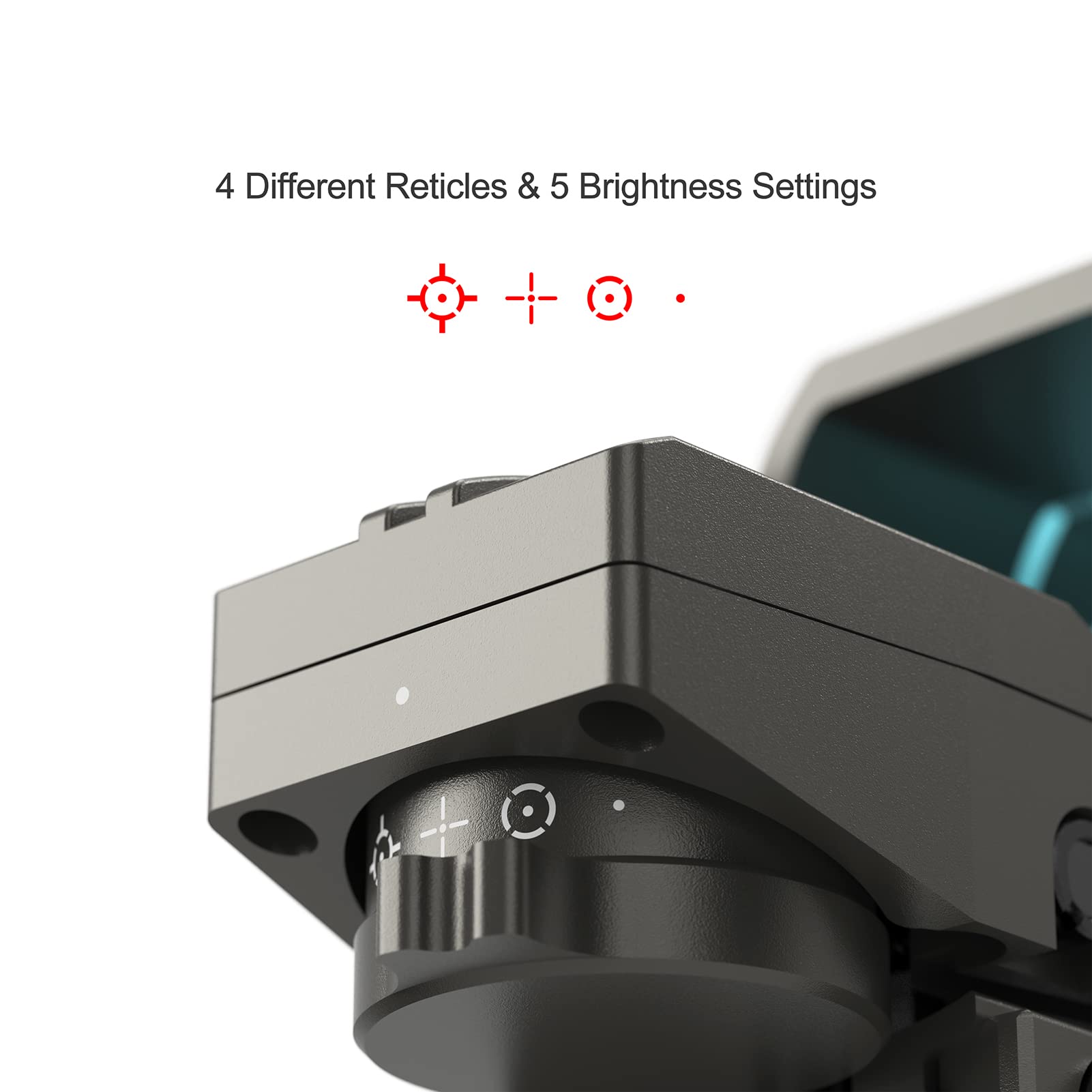 Feyachi RS-30 Mirino Softair, Red Dot Softair Ottica Riflescopi 4 reticoli 5 Impostazioni di Luminosità Tattico Mirino Accessori per 20mm/22mm Weaver/Picatinny Rail