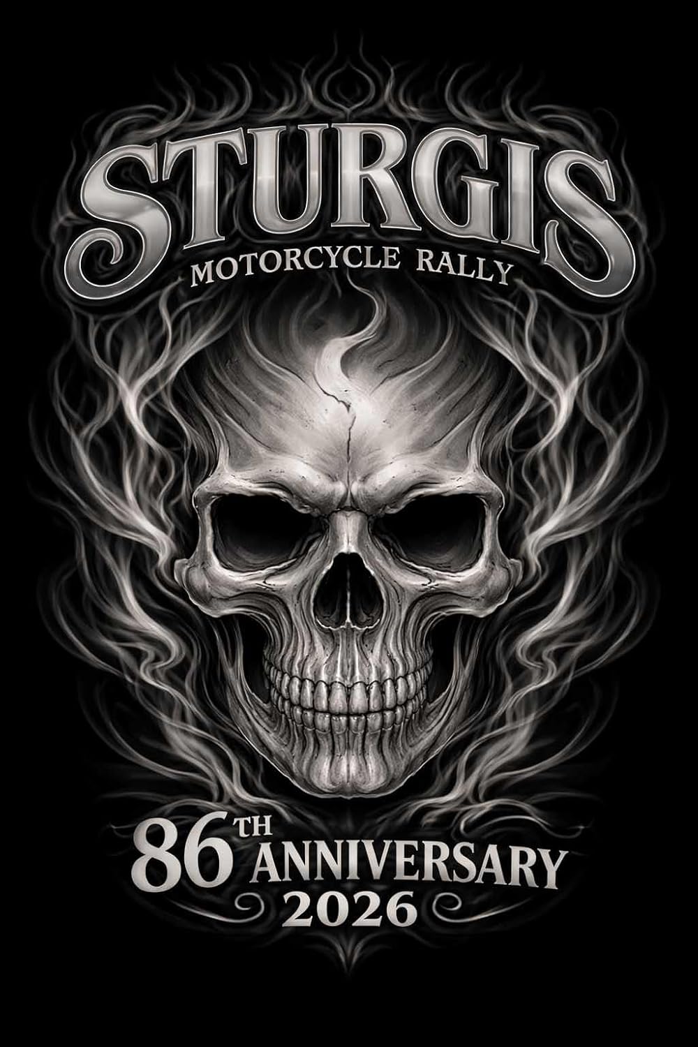 2026 Sturgis Motorcycle Rally Smokey Skull Men's Preshrunk T-Shirt - 86th Anniversary image 5