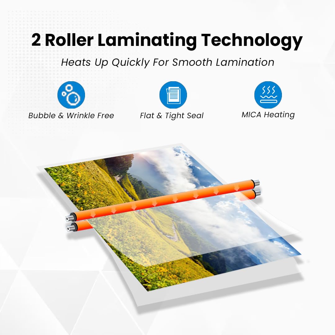Growlam GL-290 maszyna do laminowania All-in-One, szybkie nagrzewanie w latach 90., szerokość wejścia papieru 230 mm, laminowanie na gorąco i zimno, system Anti-Jam, idealna do biura / użytku domowego