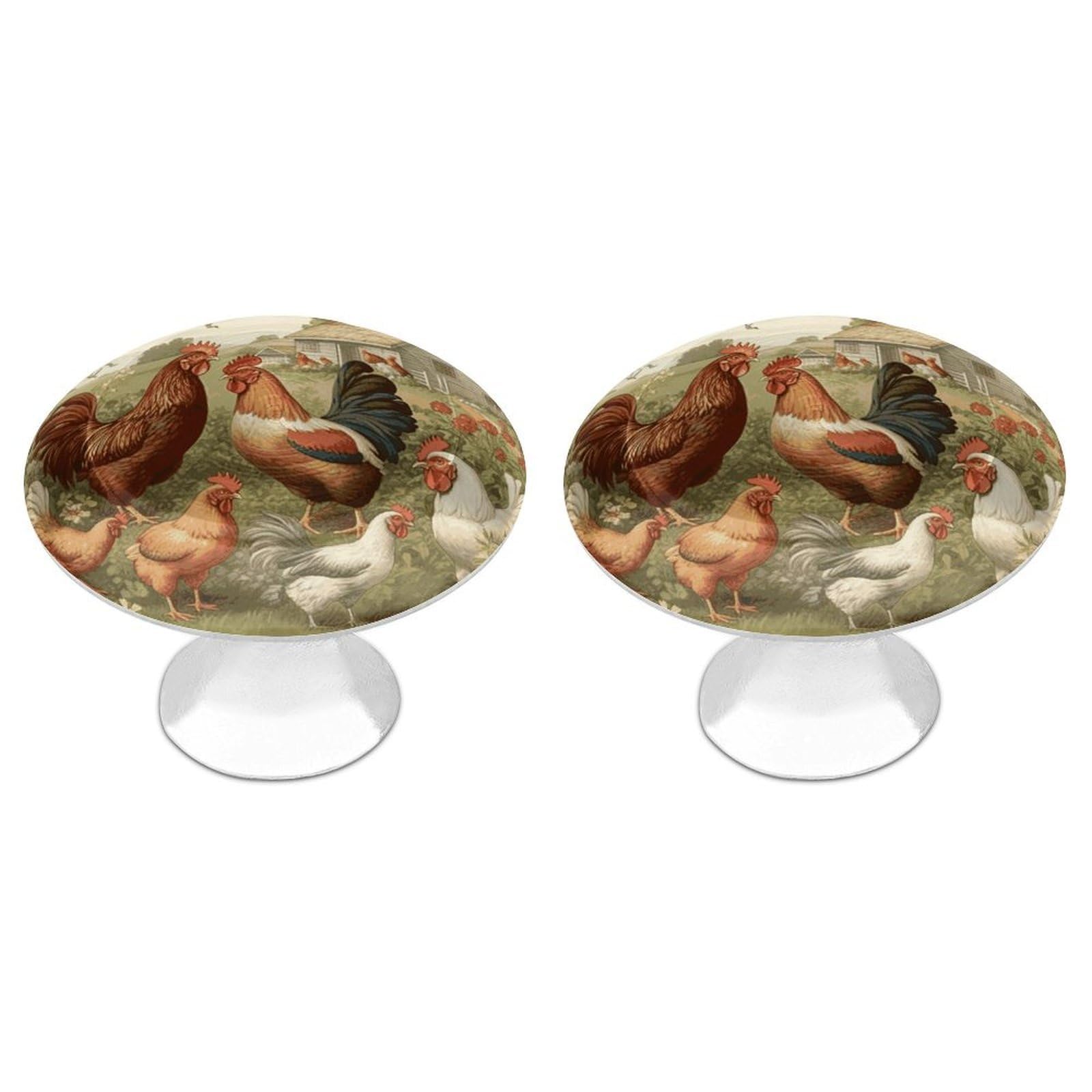 Btcowzrv Style Chickens And Farm 2 Pack Cabinet Knobs Drawer Pulls
