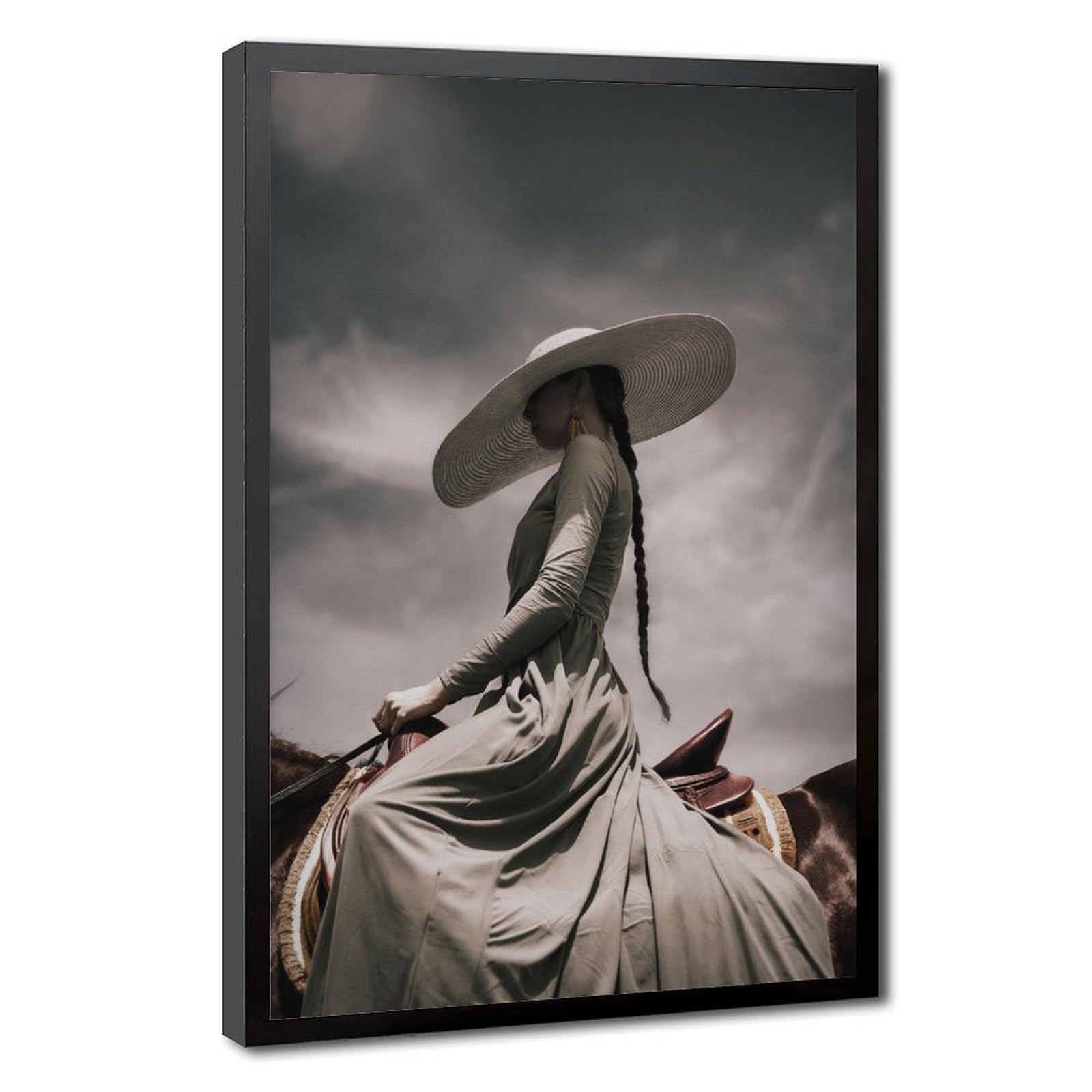 Bareronor Victorian Lady Horse Canvas Poster Bedroom Decor Landscape Office Room Decor Gift 24" L X 36" W