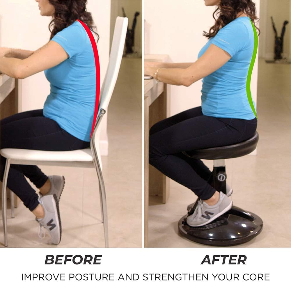 Bеѕt Rеvіеw Sit 360 Adjustable Wobble Stool Office Desk Balance Chair with Footrests - Rocks, Wobbles & Engages Muscles to Improve Posture, Strengthen Body, Tone Core, Relieve Back Pain, Workout While Sitting