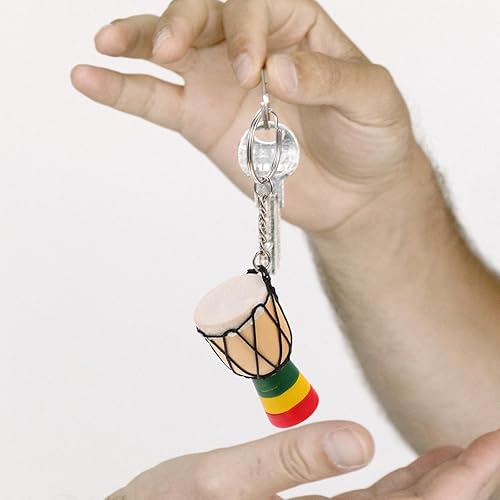 Miniatura 2 de Ciieeo Llavero de tambor Djembe de madera con colgante de tambor mini llavero de tambor de mano colgante de tambor de mano llavero de tambor