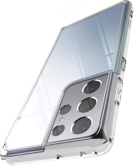 Ringke Fusion Case Compatible with Samsung Galaxy S21 Ultra (6.8-Inch), Hard Back Shockproof Soft TPU Clear Bumper Phone Case - Transparent