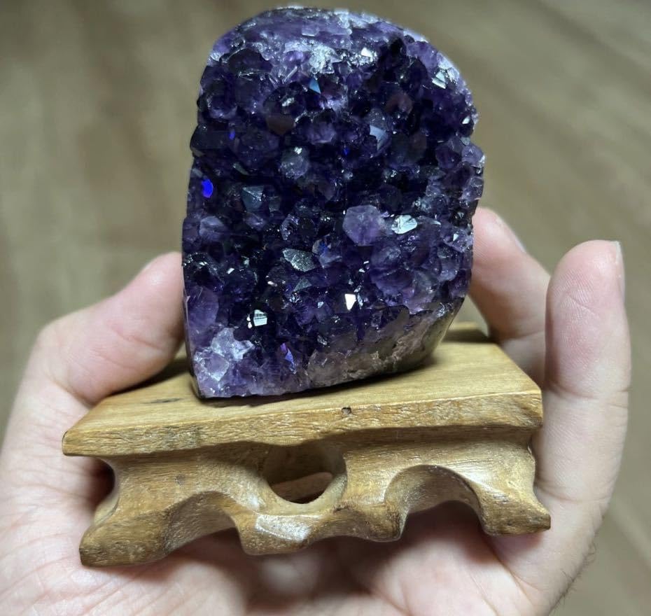 アメジストドームミニクラスター(ブラジル産) 台座込 本物保証 Y