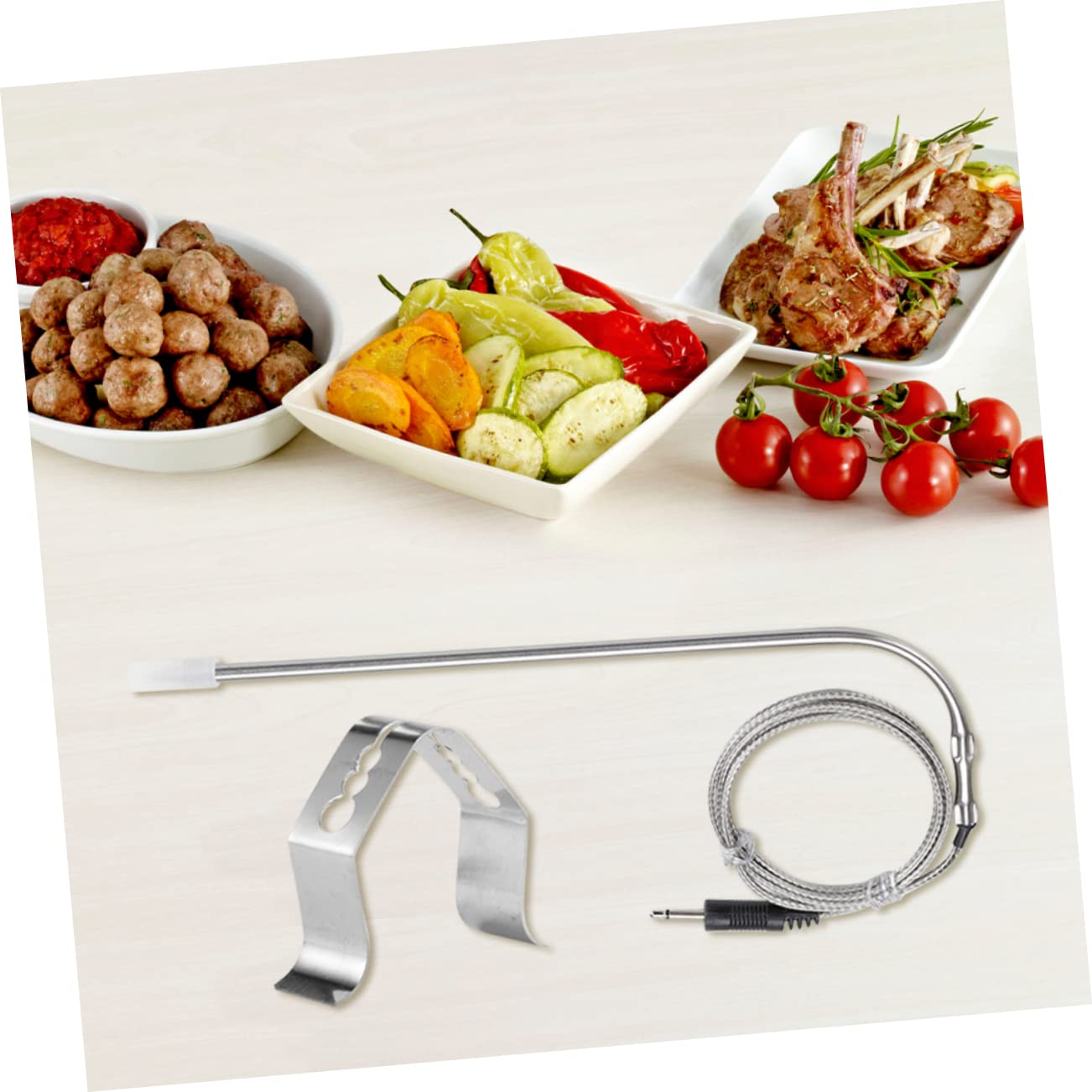 POPETPOP 1Set BBQ Probe Clip Holder Clip for Grill Temperature Probes Kitchen Accessory for Accurate Meat Cooking Compatible with Smokers and BBQ Grills