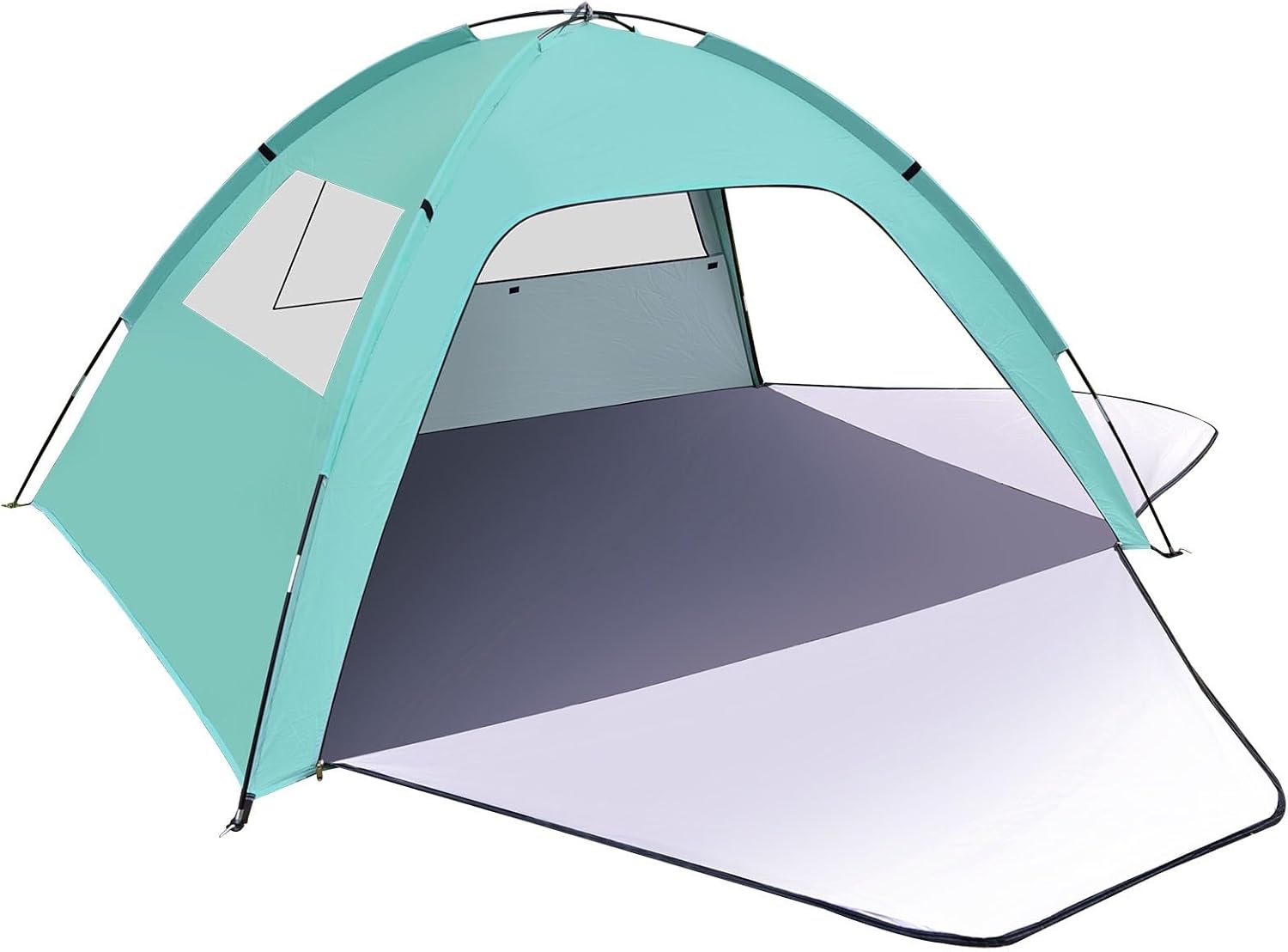 (-20%) Strandmuschel, 1-3 Personen UV Schutz 80+ Strandzelt mit 2 Reißverschluss Türen und 2 Netzfenster Beach Zelt für Familie Tragetasche Strand Schatten Zelt Sun Shelter Sonnenschutz Große Zelte