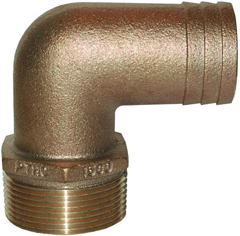 Groco 90 Degree Pipe to Hose Fitting, Standard Flow, 1-1/2" Npt X 1-1/2" Hose Id