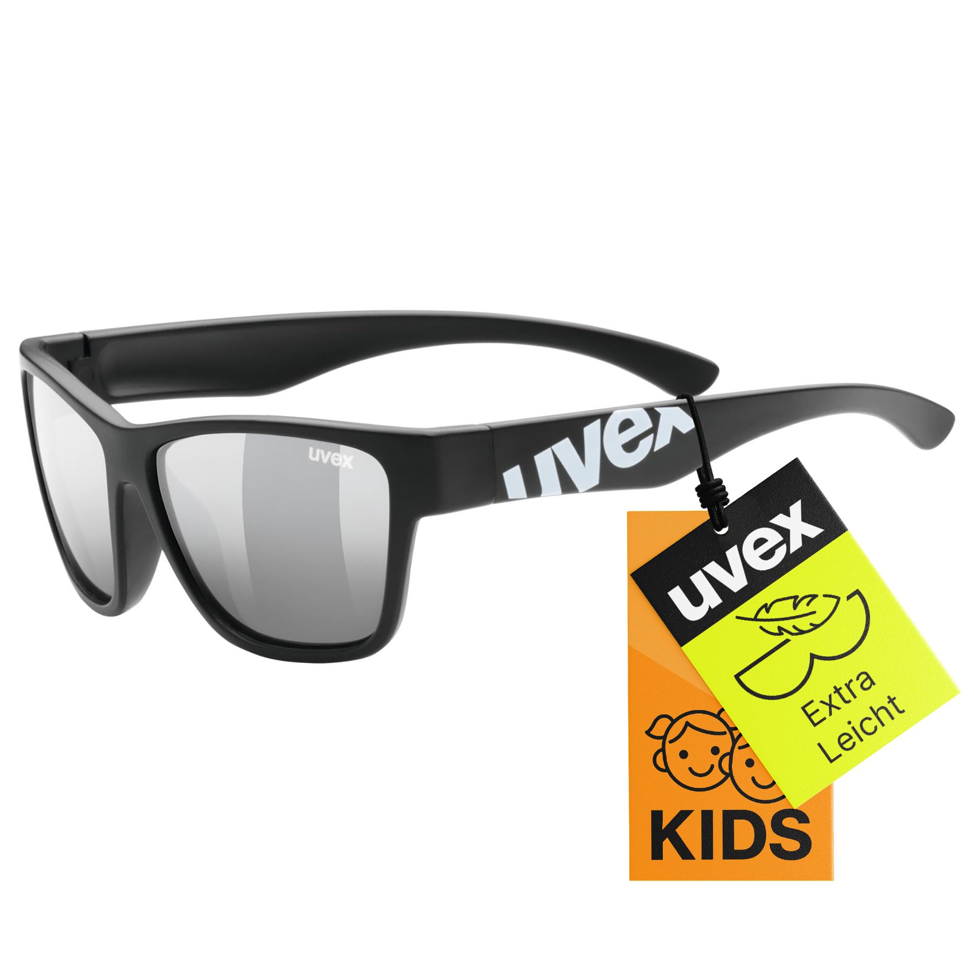 Uvex sportstyle 508 - Sportbrille für Kinder - 100% UVA-, B, C Schutz - inkl. Kopfband - black matt/silver - one size