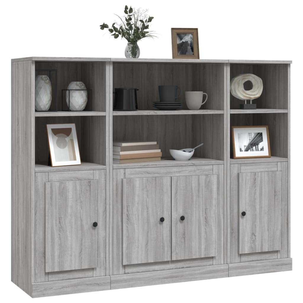Highboards 3 szt. szary Sonoma drewno sideboards szafa na ubrania do wnętrz sypialni