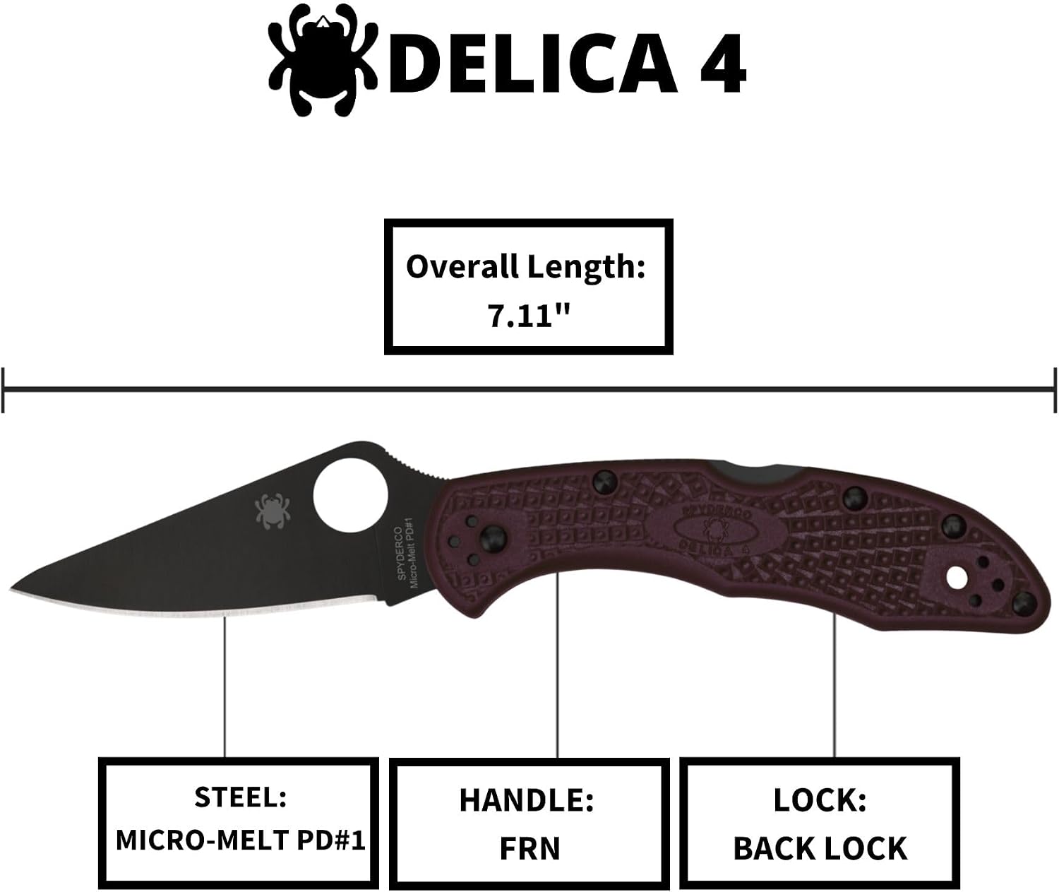 Spyderco Delica 4 Burgundy Lightweight