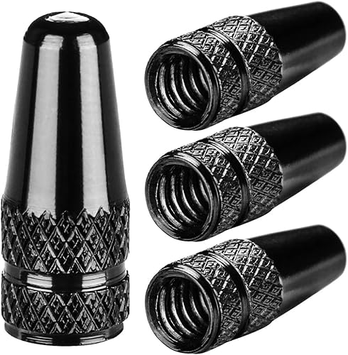 Black Presta - Tapas de válvula de aluminio anodizado para neumáticos de bicicleta, cubiertas de vástago de polvo de aire, utilizadas en válvulas