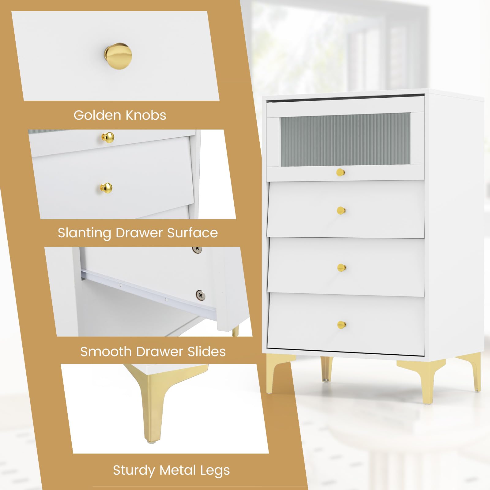 HOMCOM Cassettiera Camera da Letto 6 Cassetti, Comò Moderna con