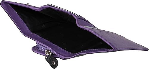 Miniatura 5 de STARHIDE RFID BLOCKING Cartera compacta de diseñador para mujer, bolso pequeño de piel auténtica, tarjetero de crédito con bolsillo lateral