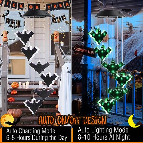 Image of Toodour Halloween Decorations Lights, Hanging Bat Lights for Outdoor Halloween Decor, Halloween Wind Chimes, Waterproof Solar Halloween Lights for Garden, Patio, Window, Yard, Party, Bat Decoration