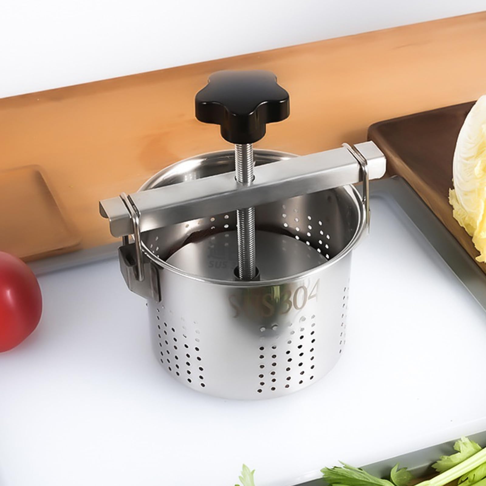 Dispositivo de drenaje de prensa de alimentos de acero inoxidable multiusos para verduras, frutas, exprimidor de relleno de bola de, herramienta de cocina, deshidratador de alimentos de acero