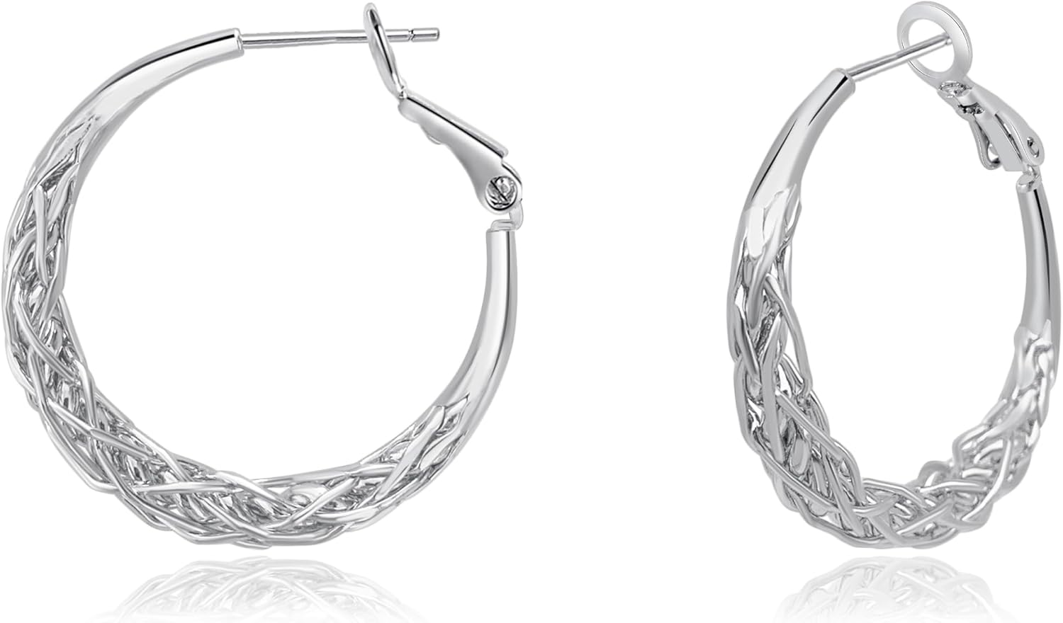 Gold Hoop Earrings for Women Thick Twisted Hoop Earrings Lightweight Weave Design Gold Earring