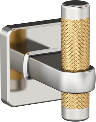 Vista 112 de Amerock BH26615PNBBZ Toallero de níquel pulido/champán dorado Toallero de 24 pulgadas (24.016 in) Esquire Toallero de baño Accesorios