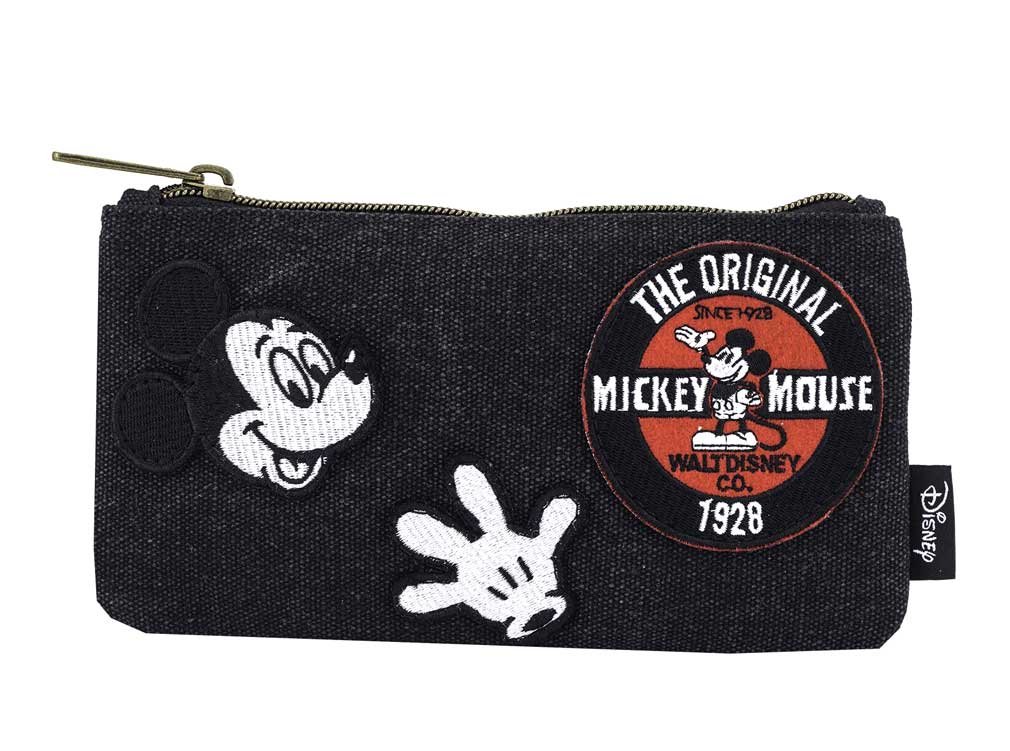 DisneyLoungefly Disney Mickey Patch Black Denim Cosmetic Bag