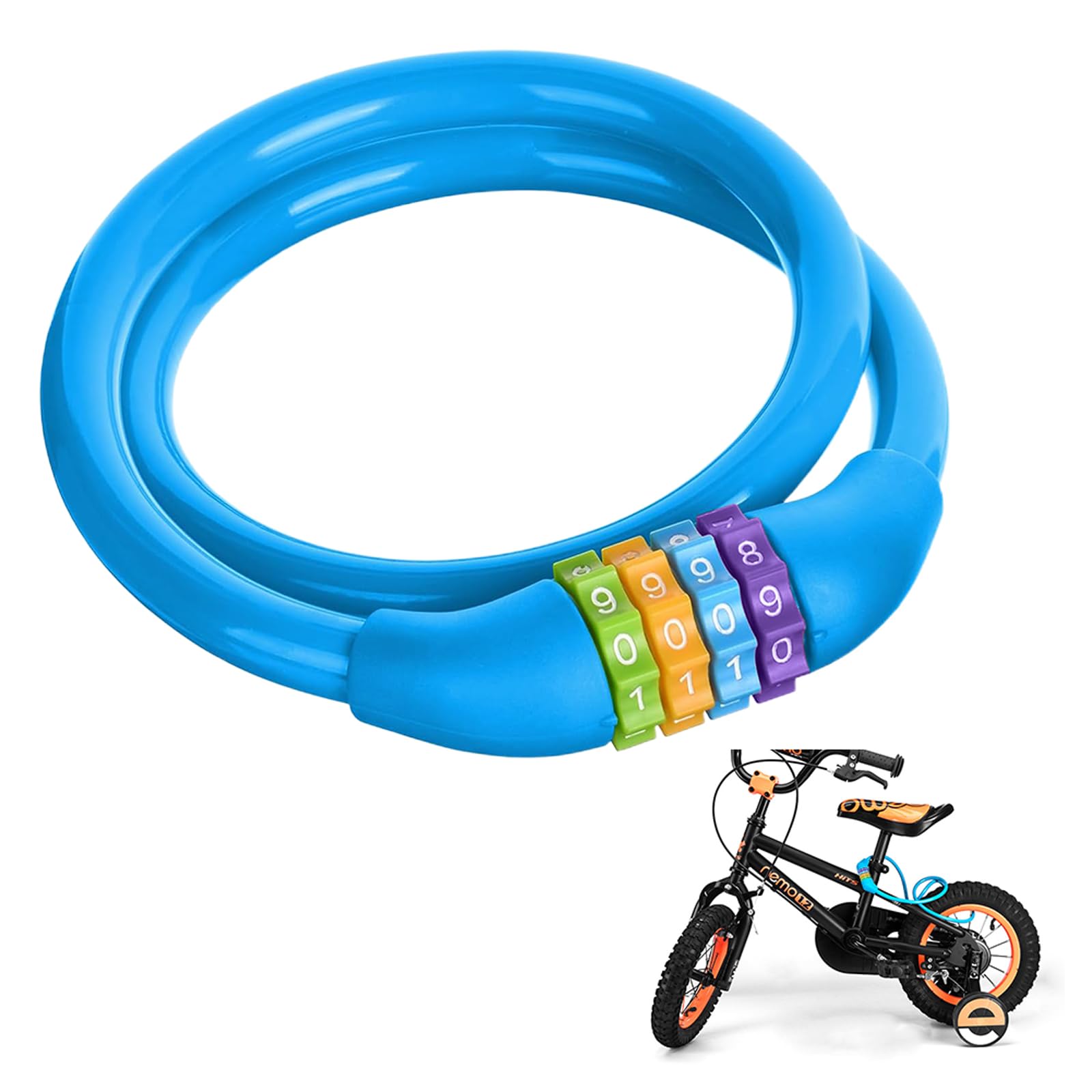 Farbe Fahrradschloss, Anti-Diebstahl Fahrradschloß, Fahrradschloss Kinder, Fahrradschloss mit Zahlencode, 4 Stellig Sicher Diebstahlschutz 