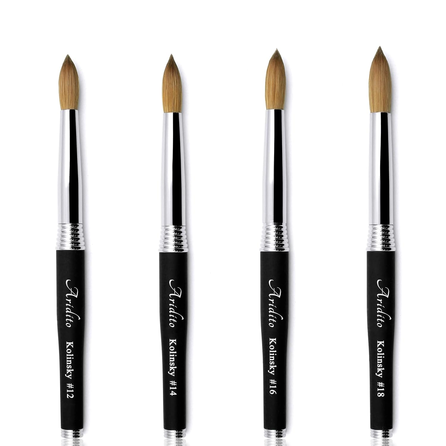 100% pure Kolinsky Round Head Acrylic nail art brush black metal handle for Professional Manicure DIY Home Salon（#12#14#16#18） (#16)