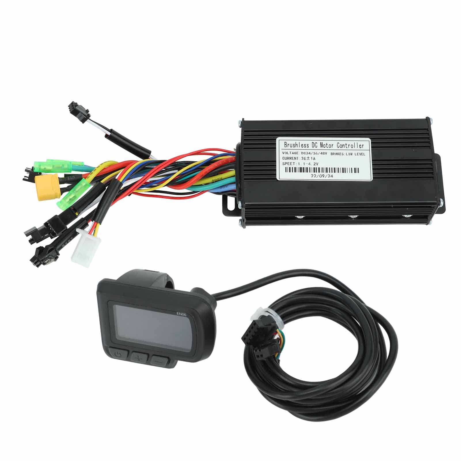 BrilluxaElectric Motor Controller, 24V/36V/48V 500W-750W LCD Display 3-Mode Sine Controller for Electric Scooter