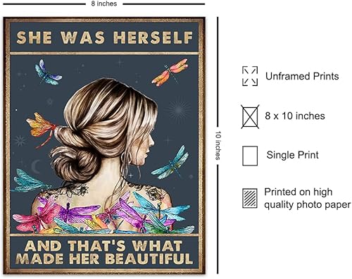 Miniatura 10 de Inspirational Wall Art For Women LARGE 11x14 - Motivational Wall Decor for Women - positive affirmation, Sayings - Boho Chic Dragonfly Decor -