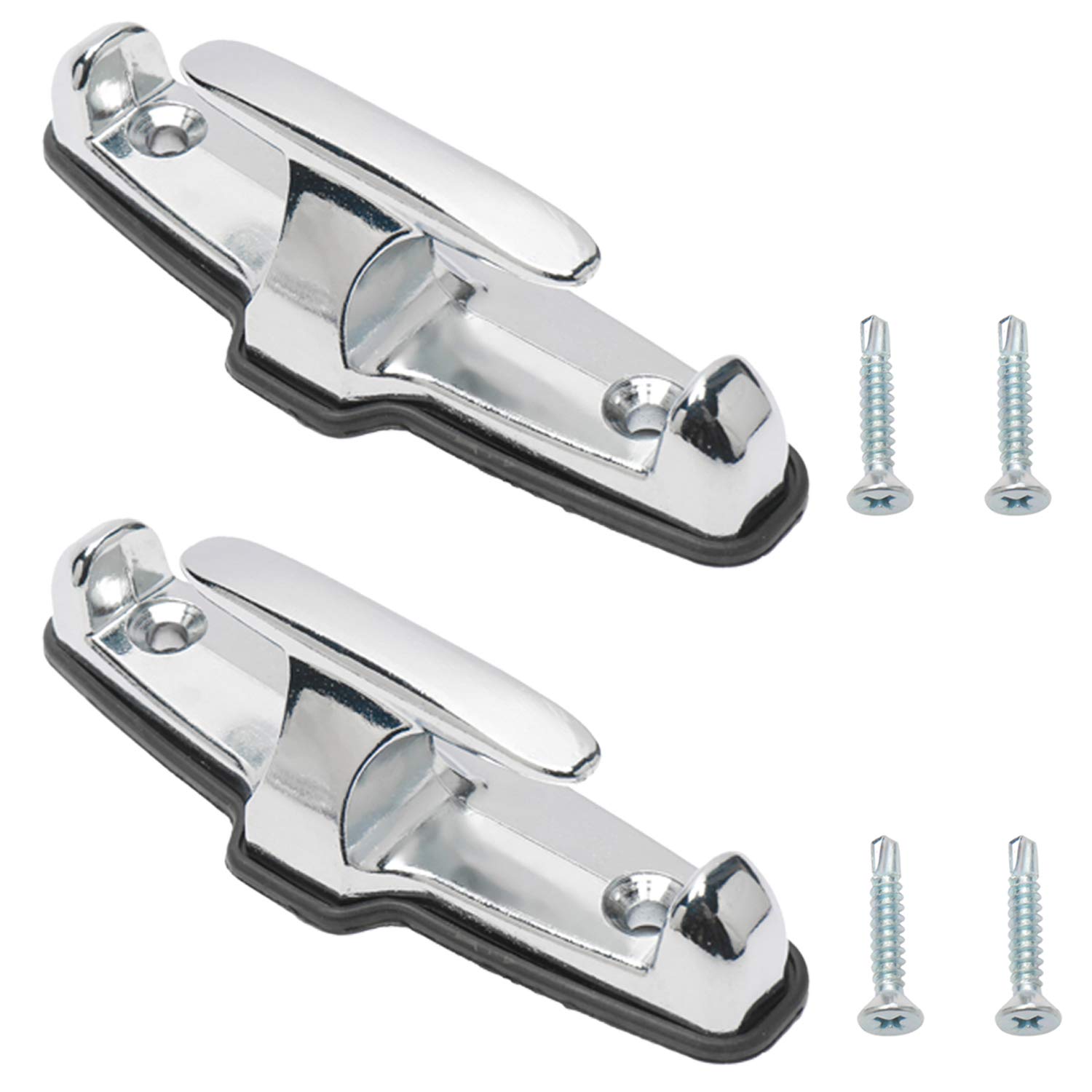 NovelBee2 Pack of Chrome T-Hook Tie Down Rope with Washer and Mounting Screws for Car Boat (White)